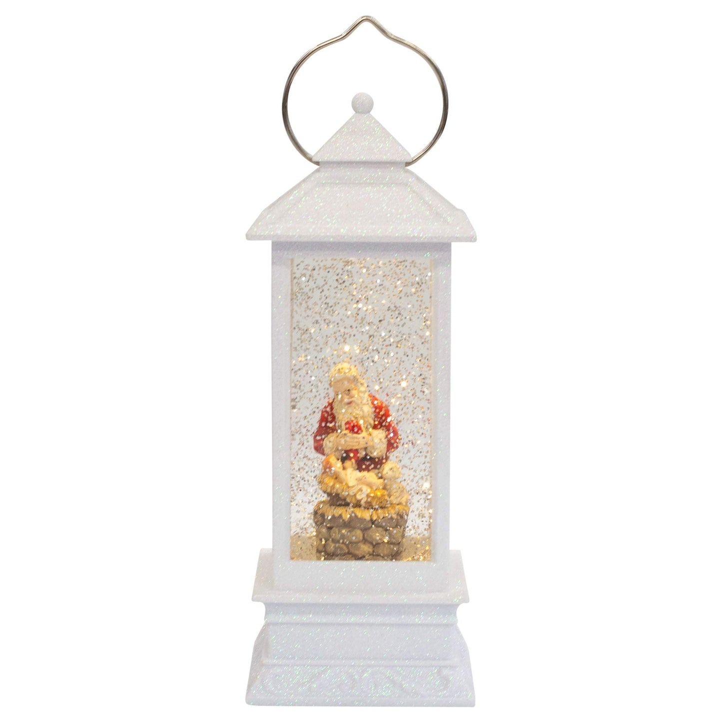 Roman 11" LED Swirl Lantern KNEELNG Santa White Lantern B/O W/O BT