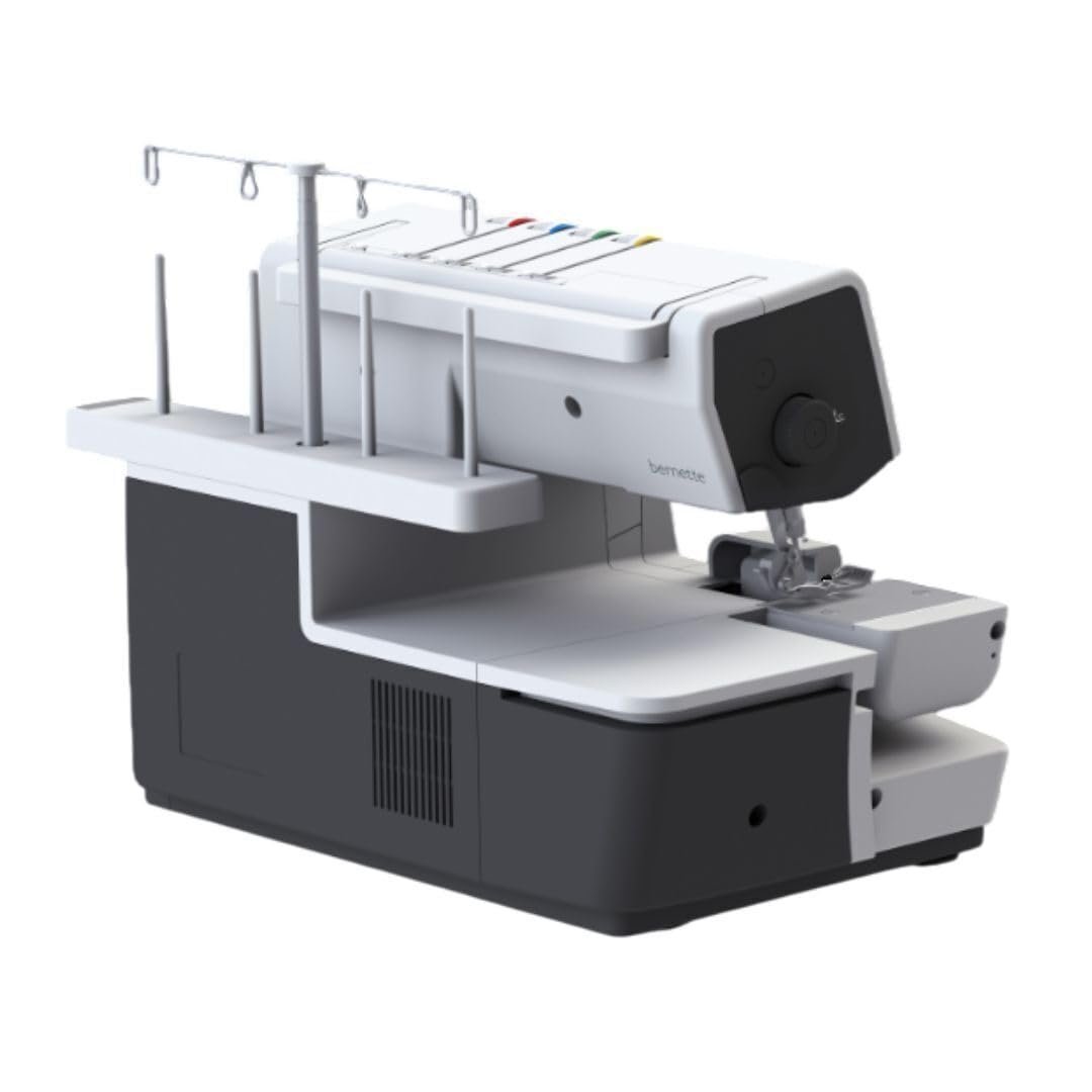 Bernette B64 Airlock Overlocker Sewing Machine with Automatic Air Threader, LED Light, Micro Thread Control - Heavy Duty Serger Quilting & Embroidery Kit, Needles, Thread, Bobbin, Table, Accessories