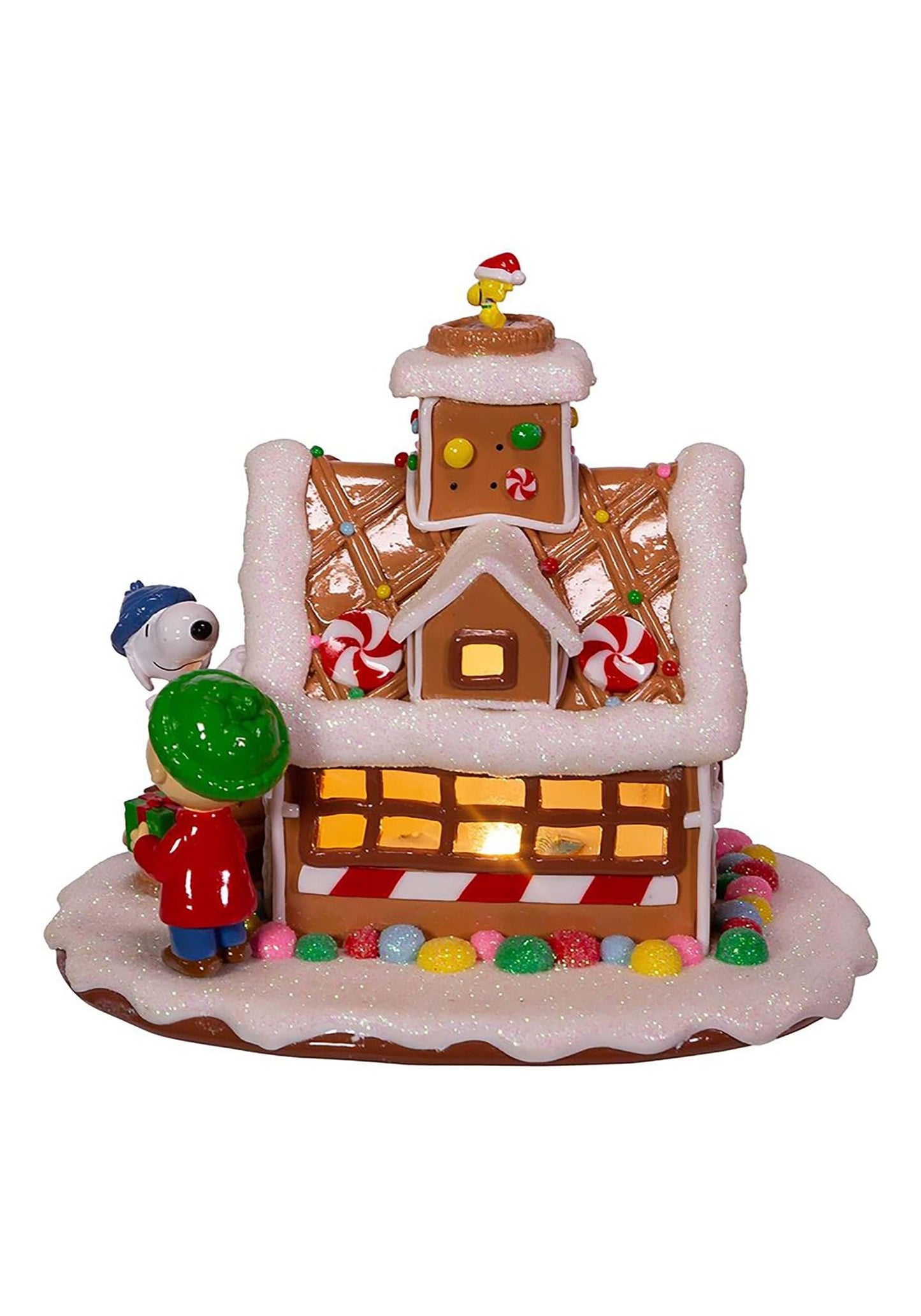 Peanuts Kurt Adler Battery-Operated LED Gingerbread House Table Piece