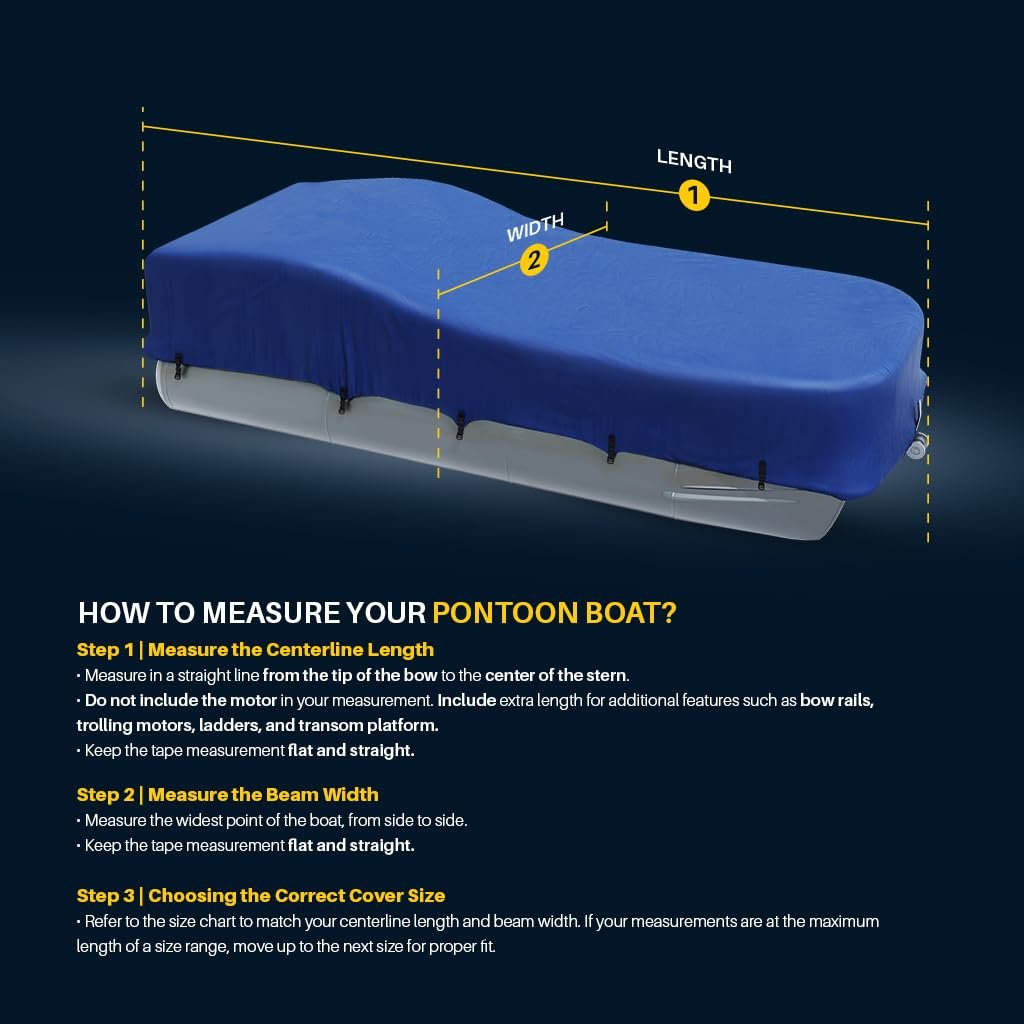 Seal Skin Covers Heavy-Duty Pontoon Boat Cover, Waterproof & UV Resistant, Fits 20 to 23ft L & Up to 102” W, Marine-Grade Protection with Secure Straps & Elastic Hem, All Weather Protection