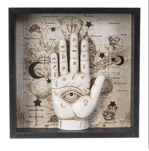 Pacific Giftware All-Seeing Eye Chiromancy Hand Wall Plaque Palmistry-Inspired Polyresin Home Decor with Mystical Symbols and Esoteric Detailing 7.87”H