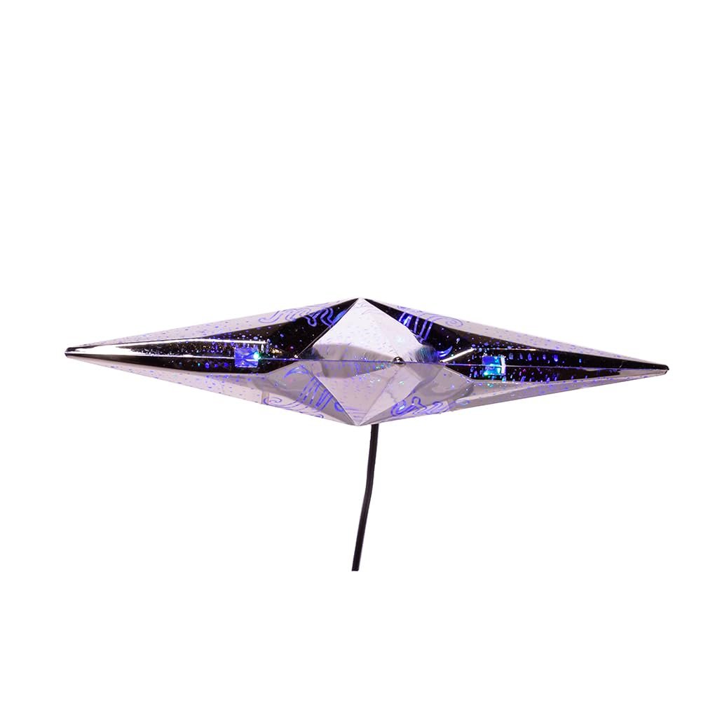 Kurt S. Adler Kurt Adler 18-Light 8-Inch RGB Flicker Merry Christmas Silver Star Treetop Tree Topper, Multi, AD2401