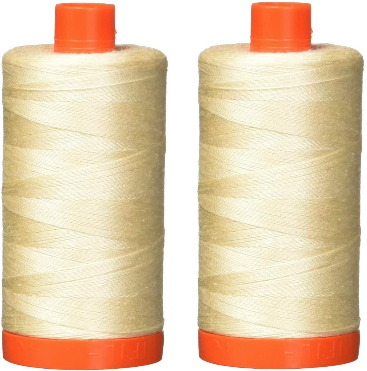 Aurifil A1050-2000 Mako Cotton Thread Solid 50WT 1422Yds Light Sand (Тwo Рack)