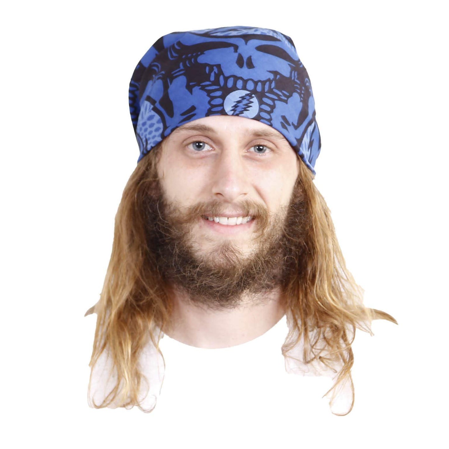 Sunshine Joy Grateful Dead Spin Yr Face SYF Bandana 22x22 Inches (Blue)