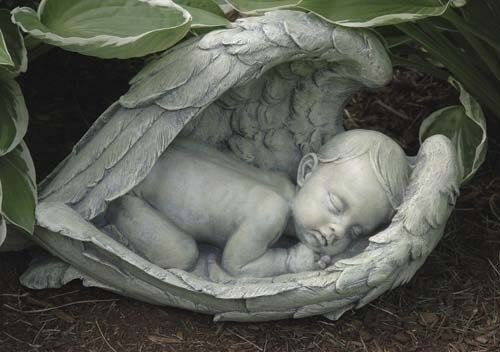 Joseph's Studio by Roman Inc, Sleeping Baby in Wings, Garden Collection, Religious Statue, Holy Family, Memorial, Angel, Patron Saint, Garden Décor (7x14x8)