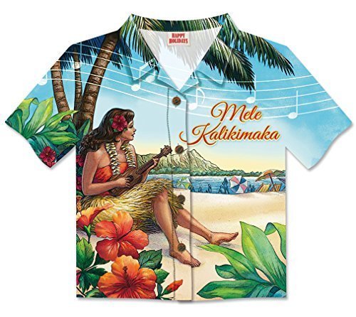 Vintage Hawaii Hula Girl Die-cut Aloha Shirt-shaped Christmas Cards/Box of 8 Cards