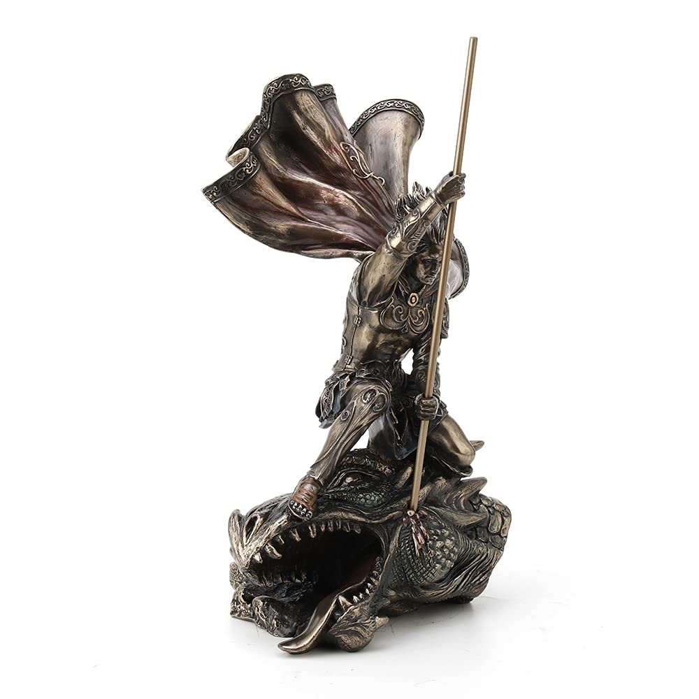 Veronese Design 11 3/8 Inch Saint George The Dragon Slayer Fantasy Statue Cold Cast Bronzed Resin Home Decor Collectible