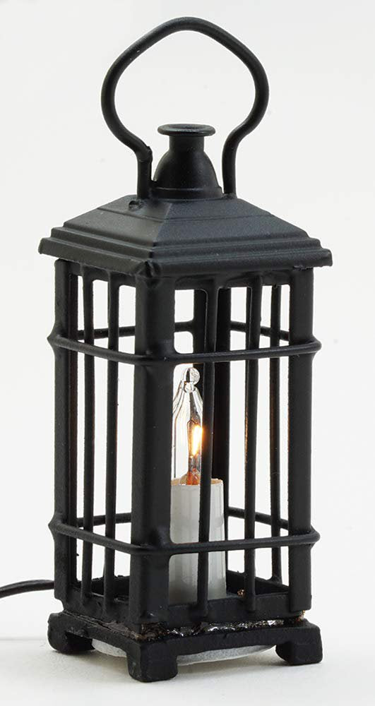 Dollhouse Miniature Black Lantern, 12 Volt