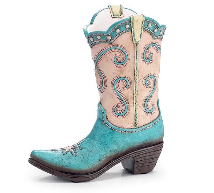 burton + BURTON Resin Cowgirl Boot Vase, 9.25-inch Height, Holiday Kitchen Accessories