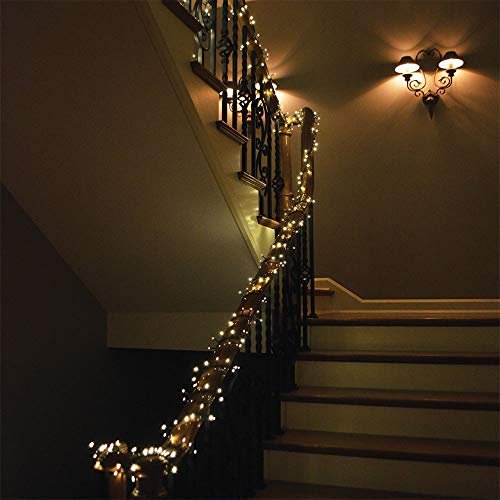 Roman Lights Superbright LED USB 1000L Multi 84 ft, Green Cord Light Set, 10 Function Controller, 8 on/16 Off Timer, String, Perfect for Lighting Trees, Railings and More