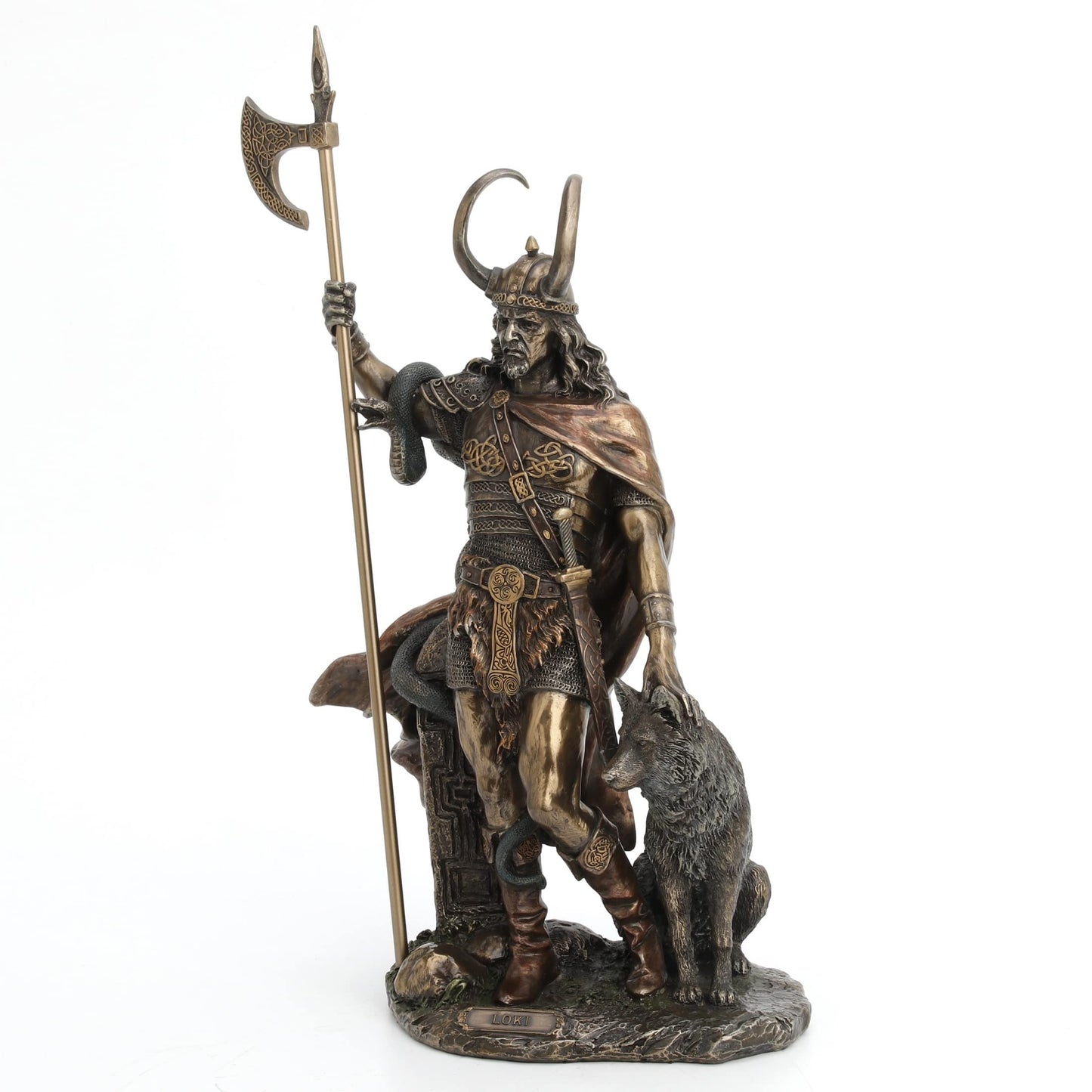Bronze Norse God Loki God of Mischief Sculpture, Figurines Home Decor, 13.75 Inches