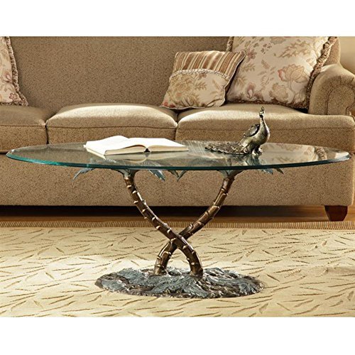 SPI Cast Aluminum Palm Tree Glass Top Coffee Table