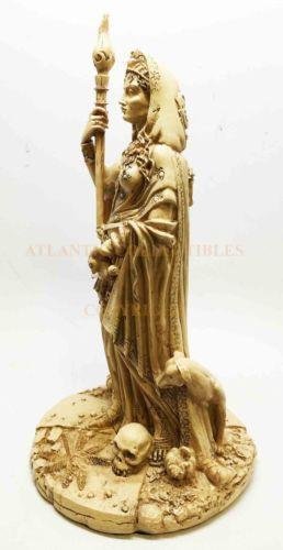 Greek White Goddess Hecate Sculpture Athenian Patroness of Crossroads, Witchcraft, Dogs and Poisonous Plants Statue