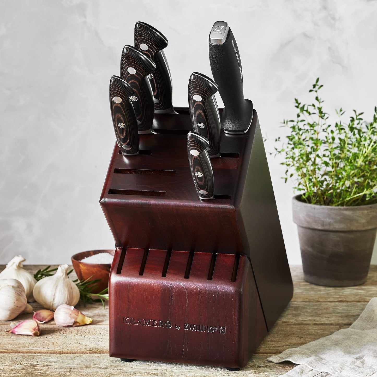 ZWILLING KRAMER Knife Block Set, 7-pc, brown, EUROLINE Stainless Damascus Collection
