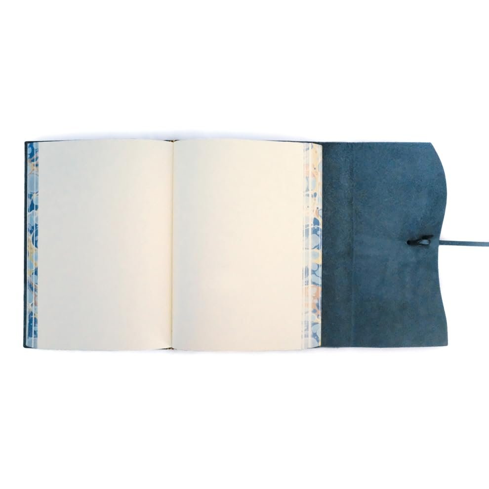 Cavallini Roma Lussa Leather Journal, 6x8 inch, Hand Made in Italy, Blue