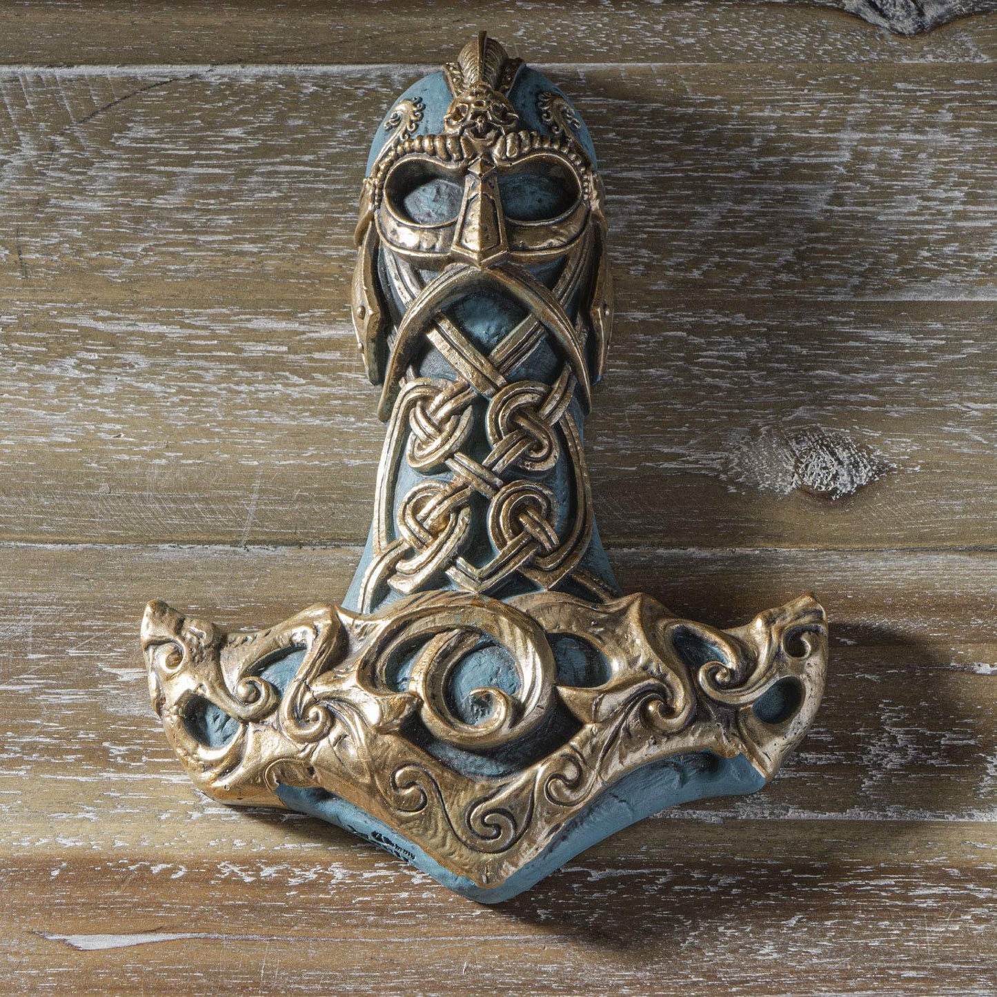 Pacific Trading Company Thor's Hammer Wall Plaque, Hand Painted Mjolnir Artwork Cast Resin Indoor Hanging Wall Decor, 8 Inches