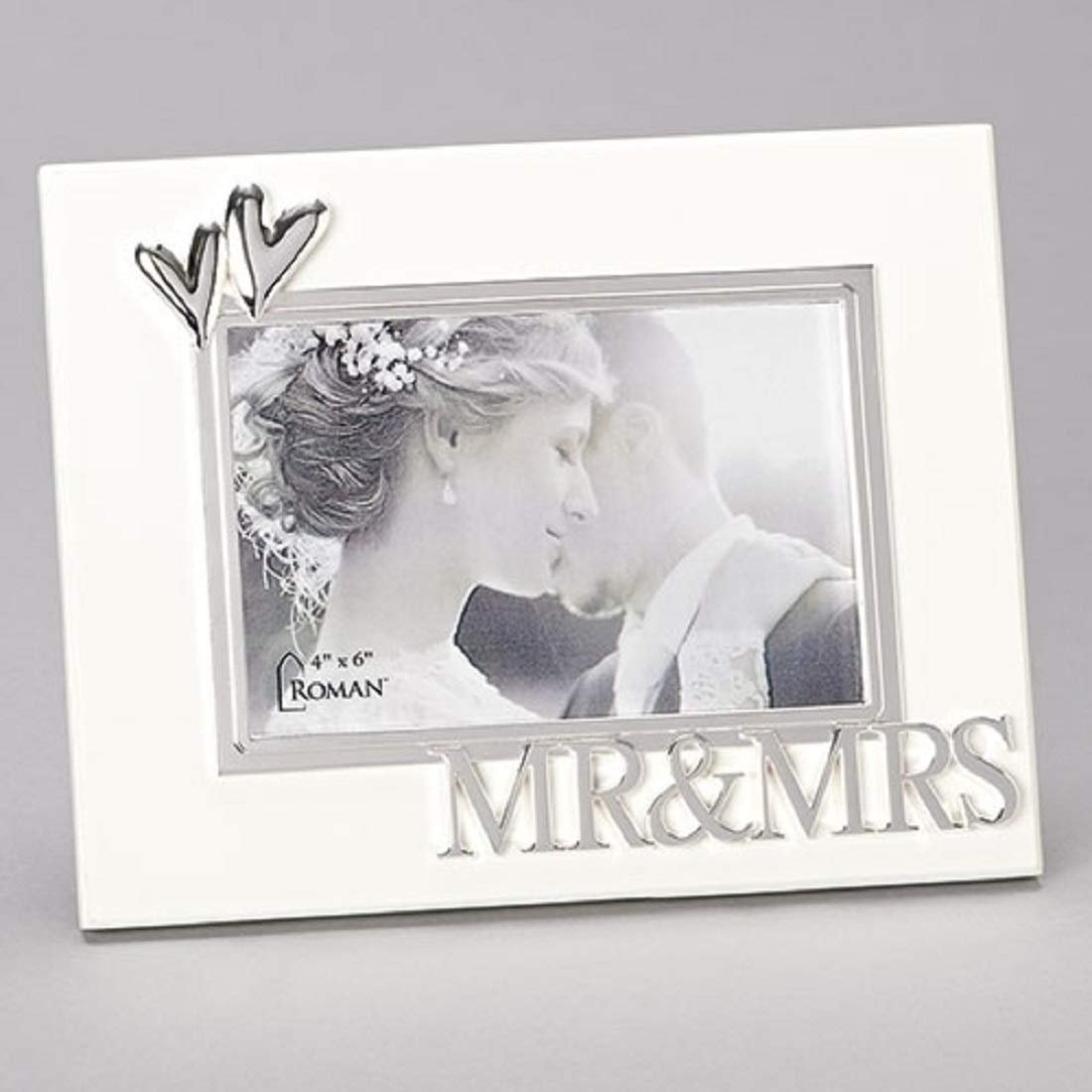Roman Giftware Inc., Caroline Collection, Wedding & Anniversary, 7" H MR & MRS Frame 4X6 W/Heart,Religious, Inspirational, Durable (7x1x7)