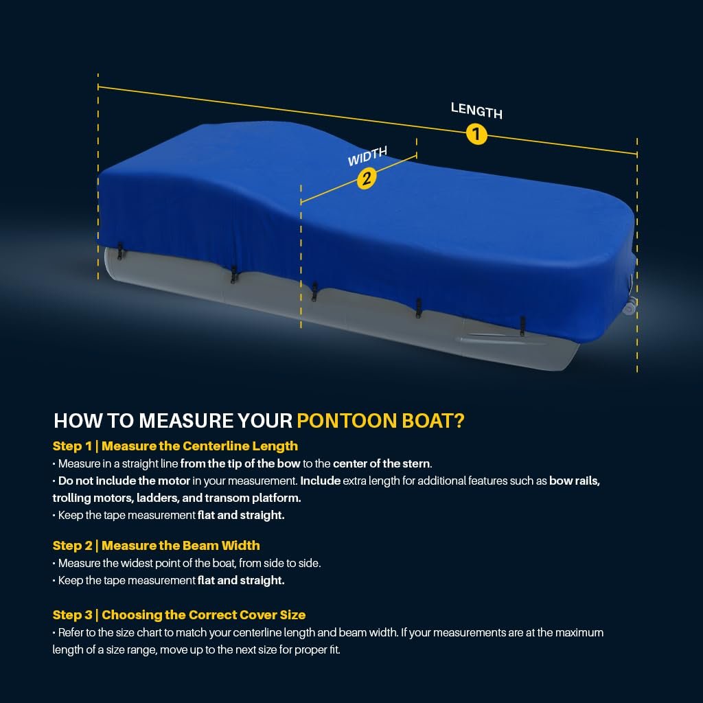 Seal Skin Covers Heavy-Duty Pontoon Boat Cover, Waterproof & UV Resistant, Fits 20 to 23ft L & Up to 102” W, Marine-Grade Protection with Secure Straps & Elastic Hem, All Weather Protection