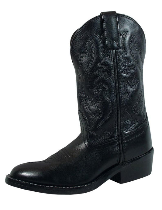 Smoky Children's Kid's Black Leather Western Cowboy Boot