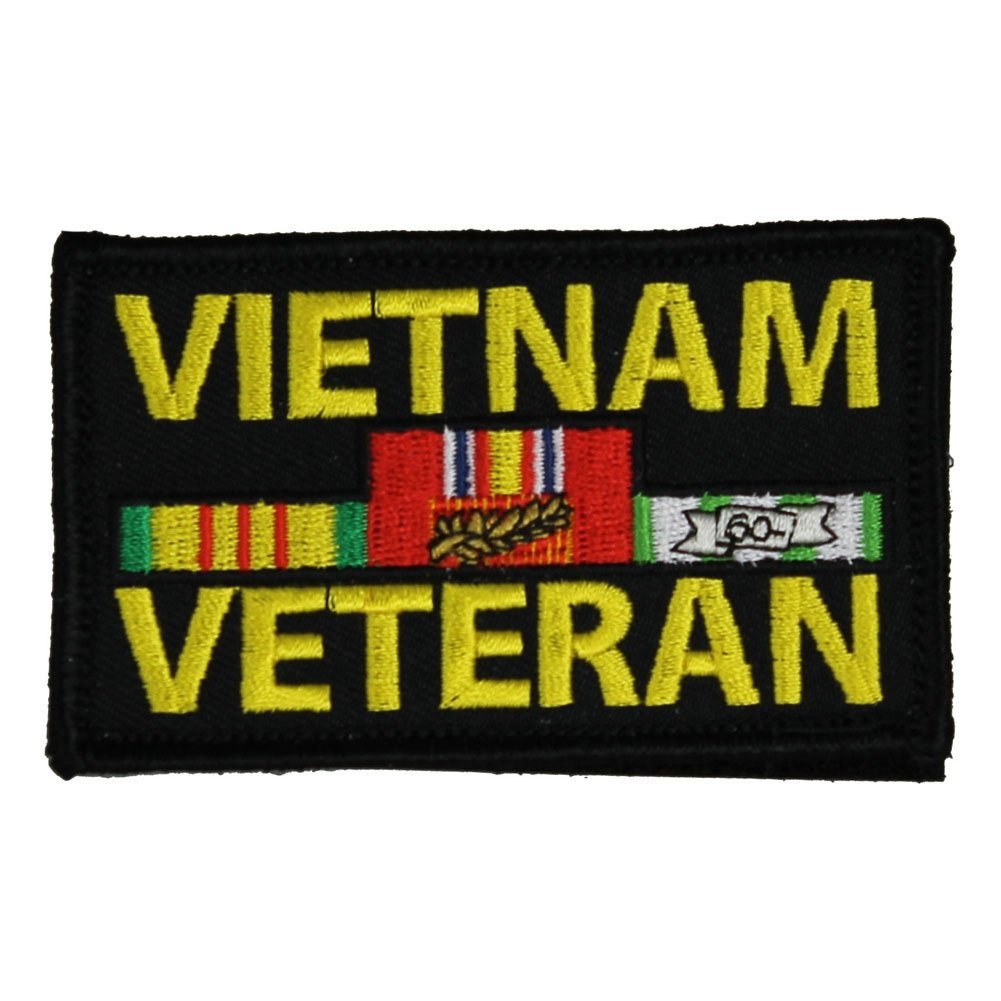 Vietnam Veteran - 2" x 3" Hook & Loop 2 Piece Black Patch