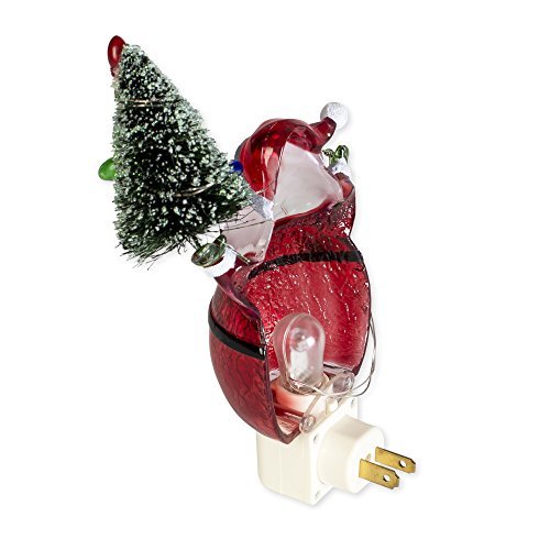 Red Santa Claus and Tree 6.5 inch Acrylic Decorative Holiday Plug-in Night-light