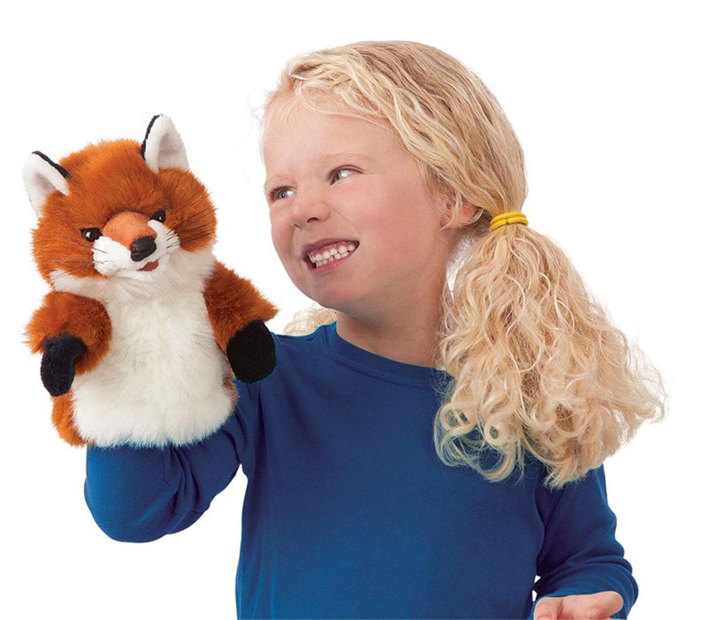 Folkmanis Little Fox Hand Puppet, Red/Dark Brown/White, 8"