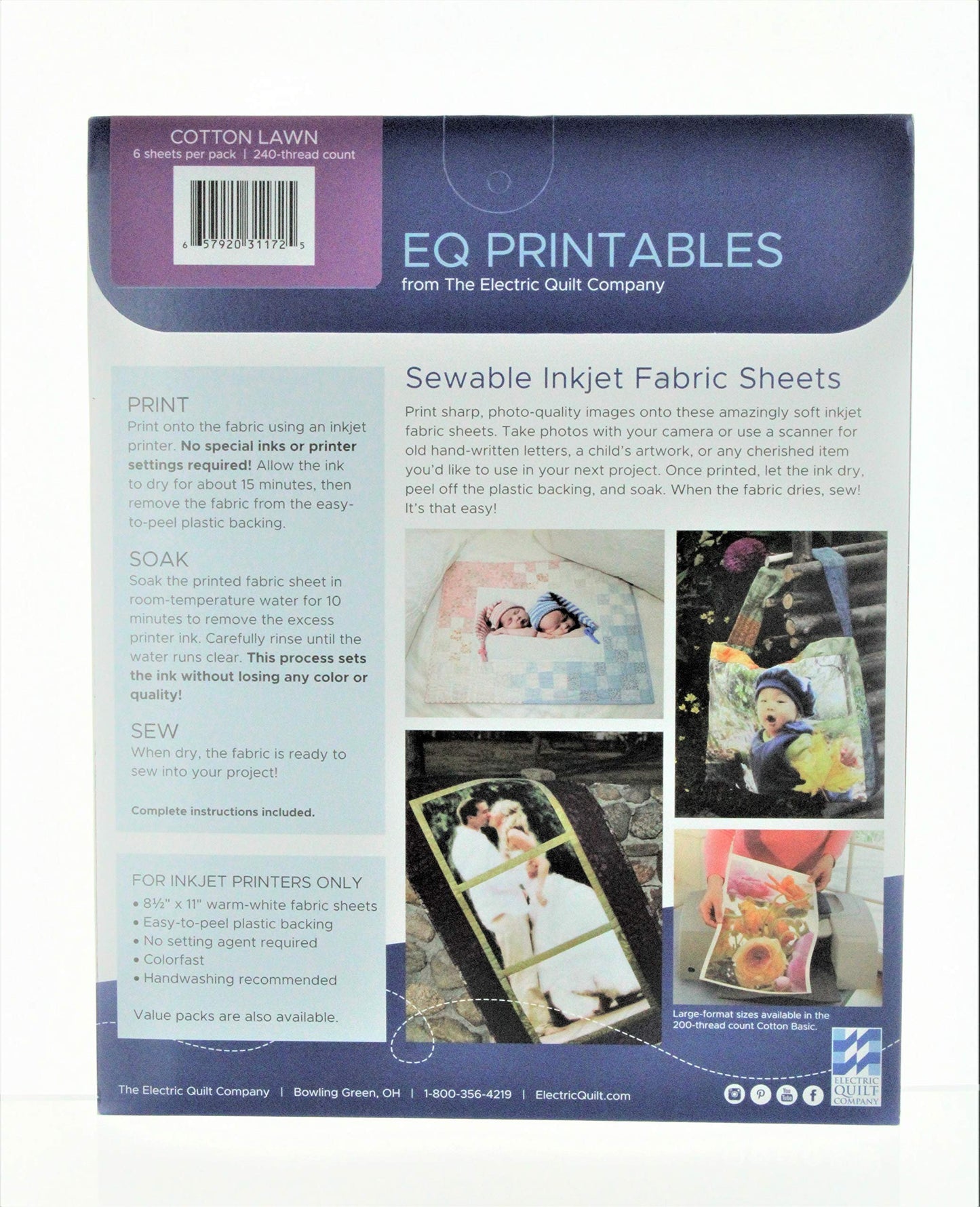 "Premium Printable Cotton Lawn Fabric 8.5""X11"" 6/Pkg-100% Cotton"