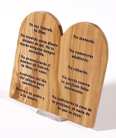 Span-Plaque-Ten Commandments w/Stand (Spanish & Hebrew)