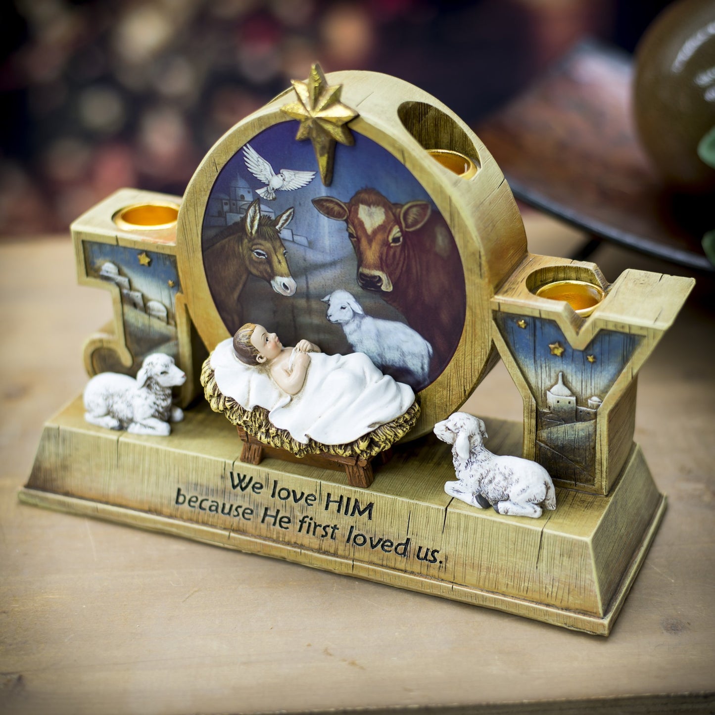 Joseph's Studio by Roman, Christmas Advent Collection, 7" H Advent Babe Candle Holder, Home Décor, Devout Gift, Prayerful Inspiration (3x9x7)