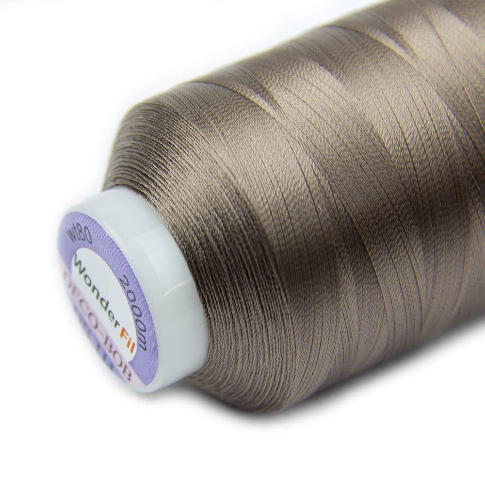 WonderFil Specialty Threads DecoBob Brown-Grey, 2-ply Cottonized Polyester, 80wt