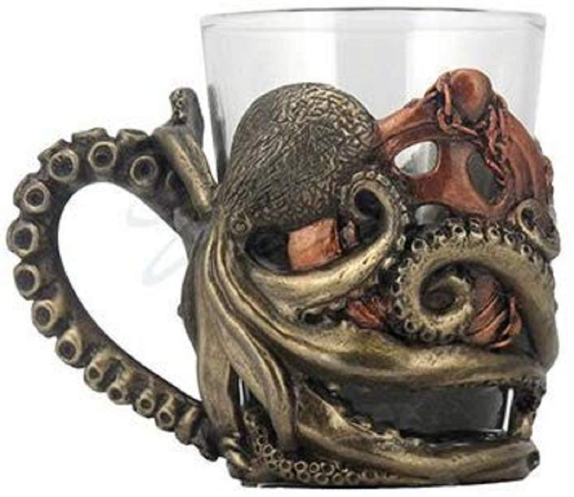 VERONESE Bronze Steampunk Octopus Shot Glasses (1.5 oz, 1 Count)