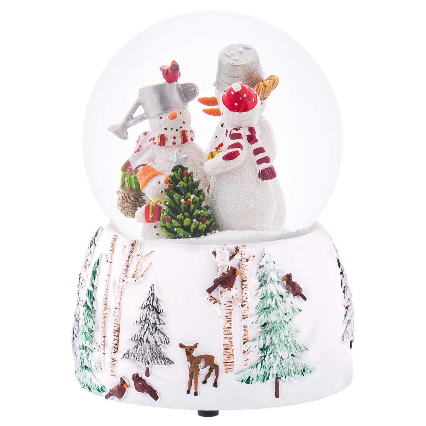 Roman 5.75-Inch Musical Snowman Family Glitterdome – 100mm Wind-Up Christmas Snow Globe, Holiday Home Décor, Gift for Winter & Snowman Lovers