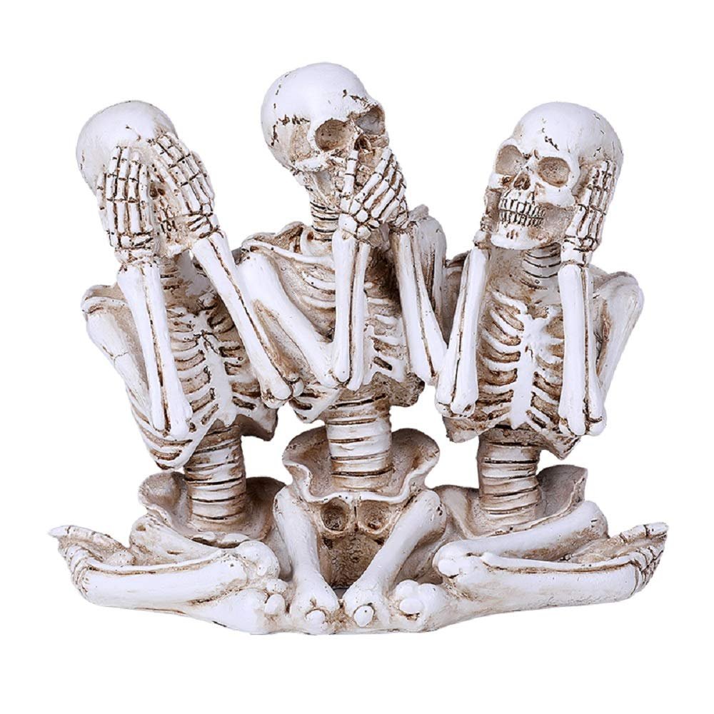Pacific Giftware Hear See Speak no Evil Skeleton Resin Figurine