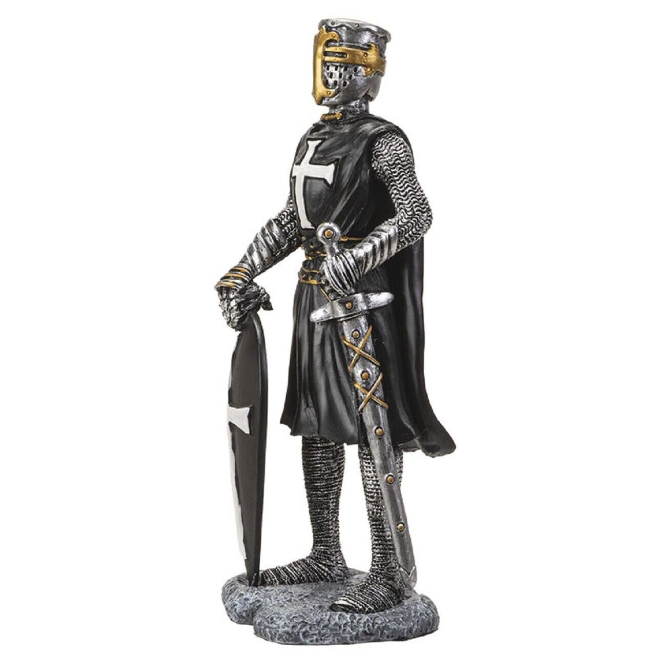 Pacific Trading Crusader Knight with Shield Figurine 8 Inch Black