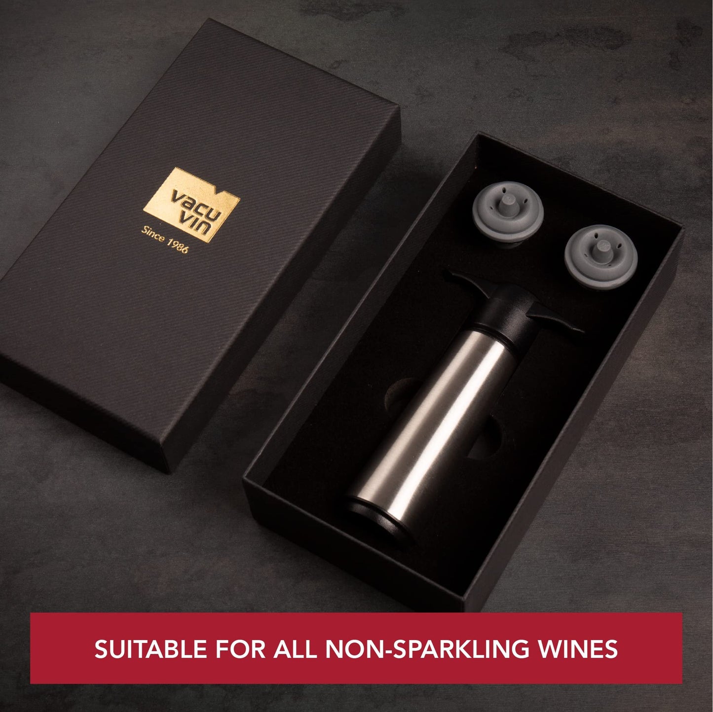 Vacu Vin Wine Saver Pump with Vacuum Stopper - Keeps Wine Fresh Up to 10 Days - Reusable - Made in Netherlands