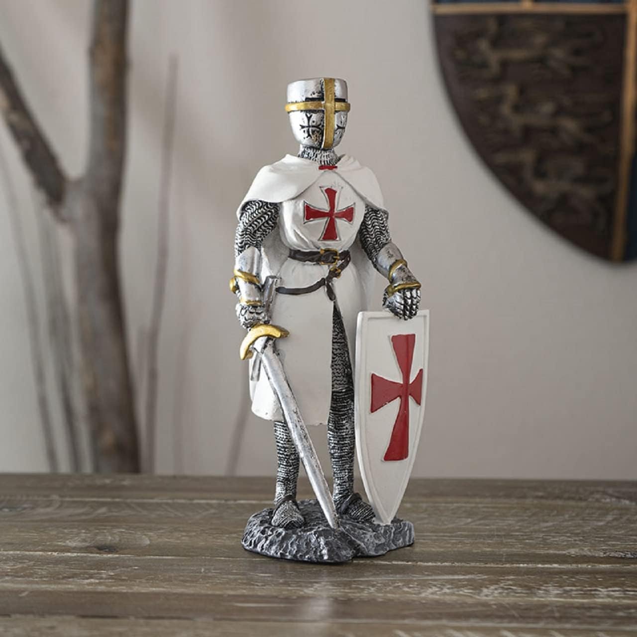 Pacific Trading Crusader Knight with Shield Figurine 8 Inch Multicolor