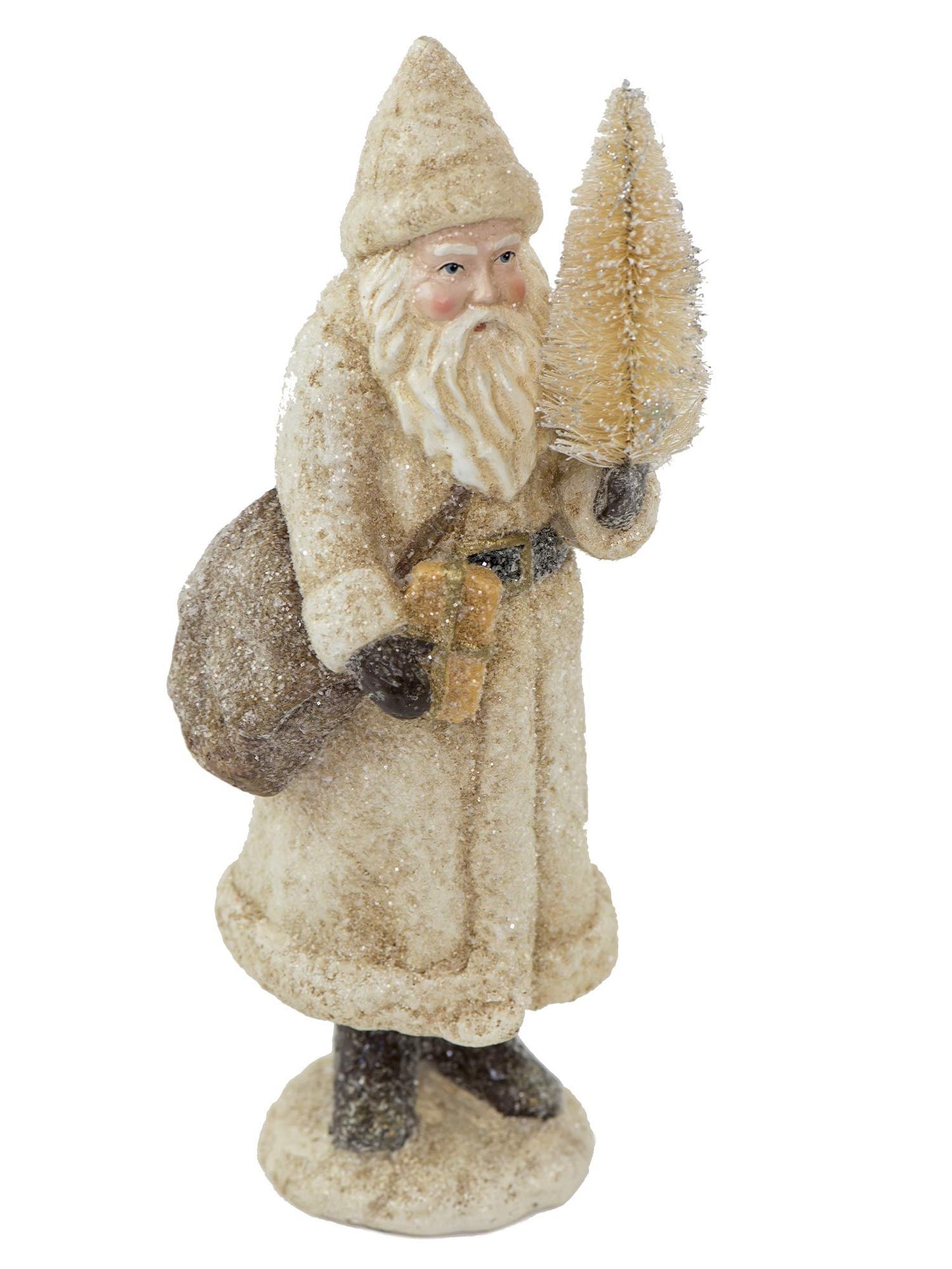 RAZ Imports Glittered Resin Santa Figure (White)