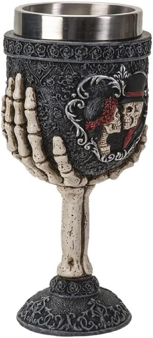 Pacific Giftware Skeleton Couple Goblet, 7-inch Height, Resin