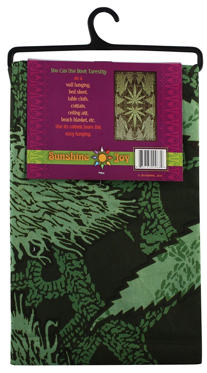 Sunshine Joy Hempest Leaf Tapestry Beach Sheet Wall Art Huge 60x90 Inches