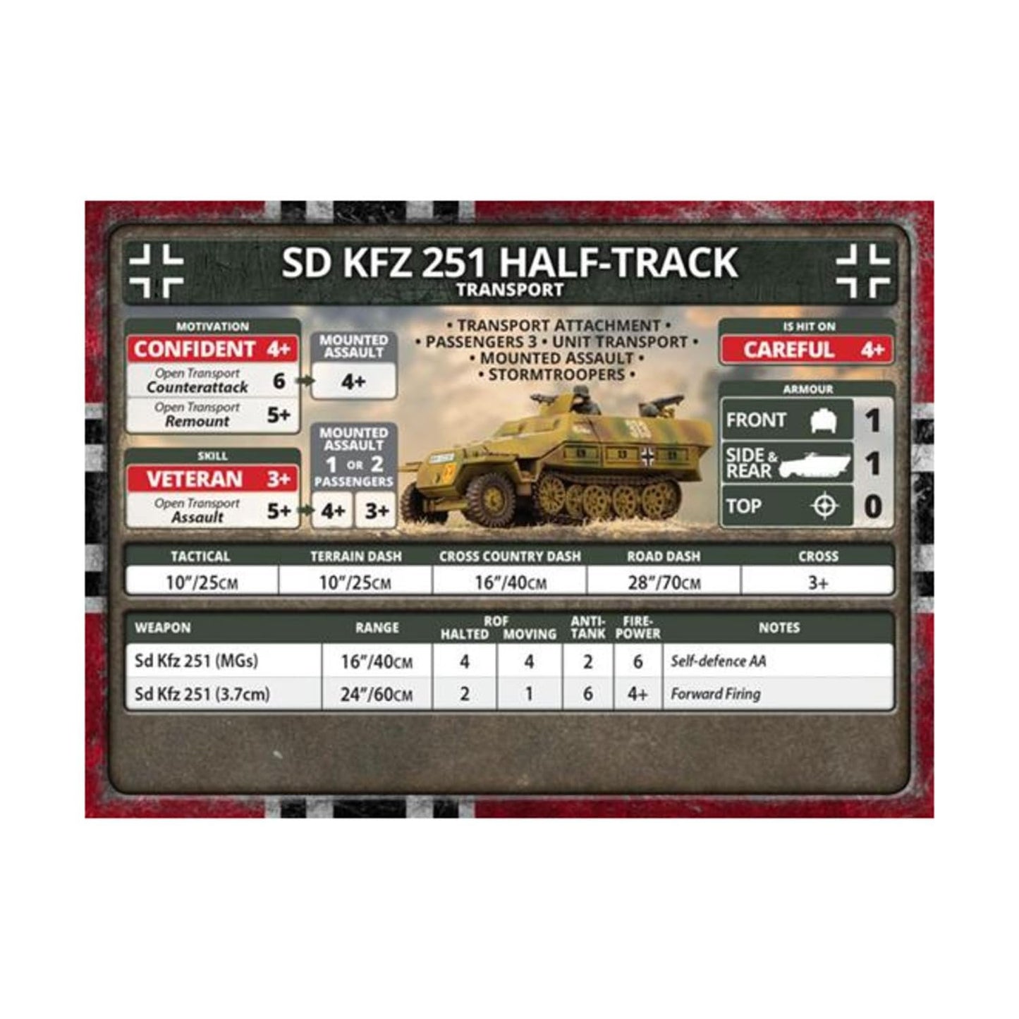 Flames of War Late War German SdKfz 251 Transports 4X Plastic Halftracks GBX152