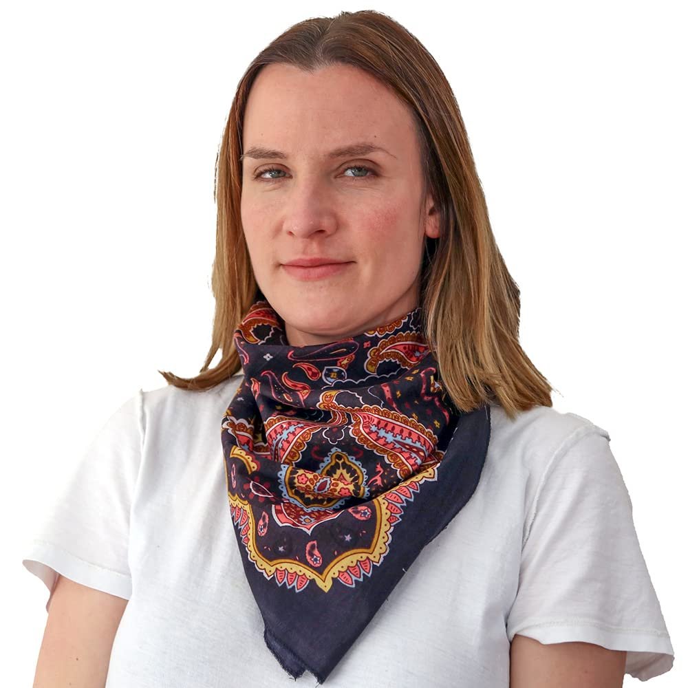 Sunshine Joy Paisley Hippie Bandana 22x22 Inches - Classic Red