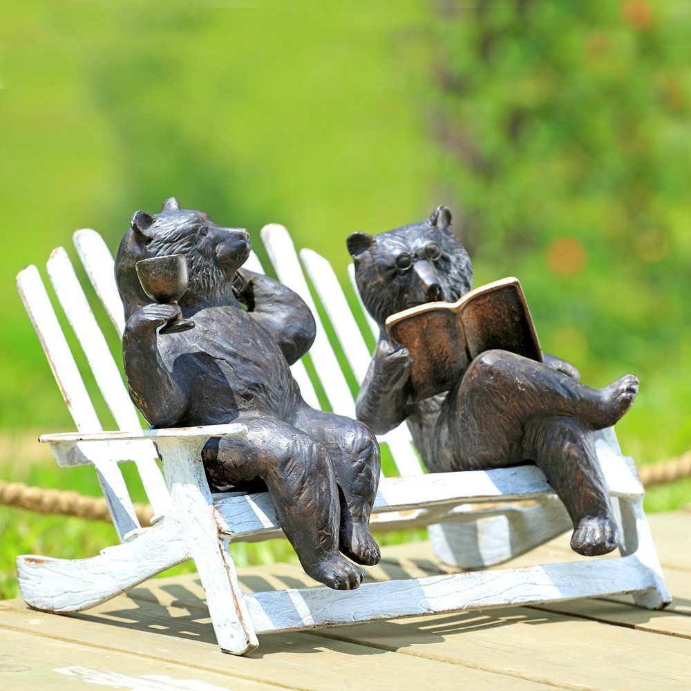SPI Hipster Bears on Bench Garden Sculpture