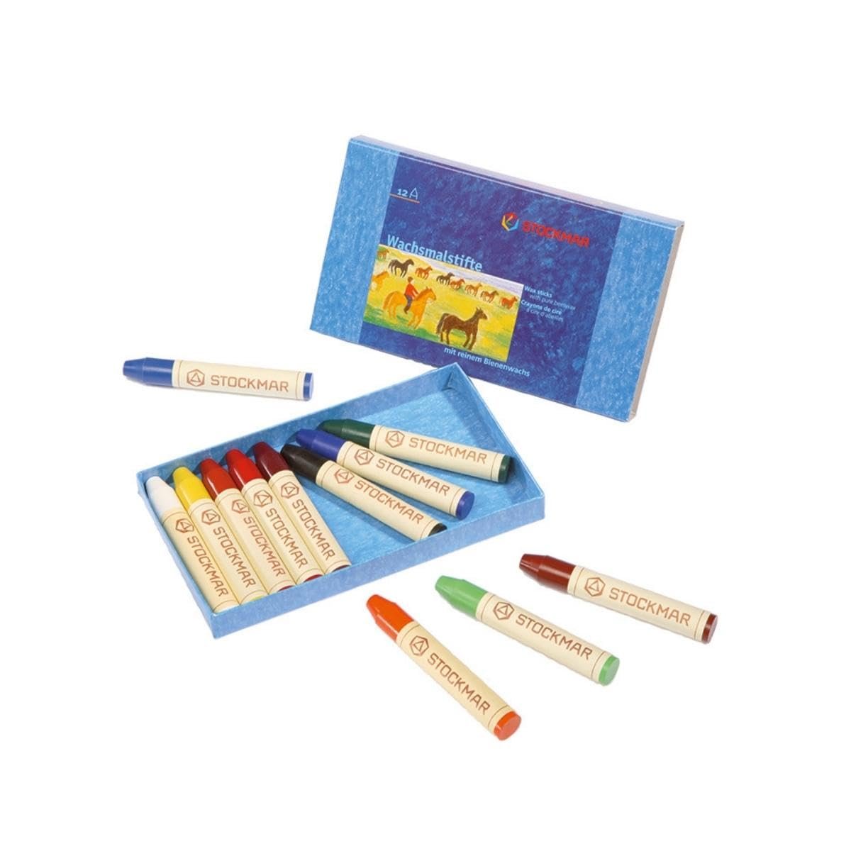 STOCKMAR Wax Crayons - 12 Colors in Cardboard Box