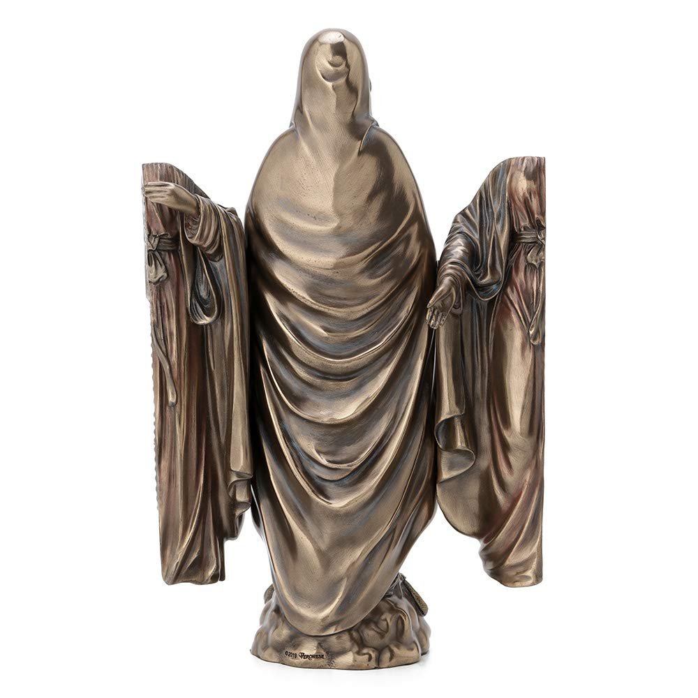 Veronese Design Lady of Grace Triptych Hinged Resin Sculpture Bronze Finish