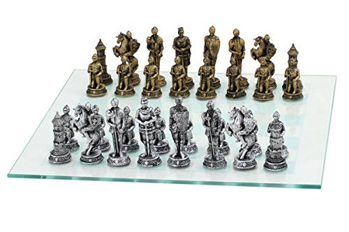 Medieval Themed Chess Set with Gold and Silver Chessmen