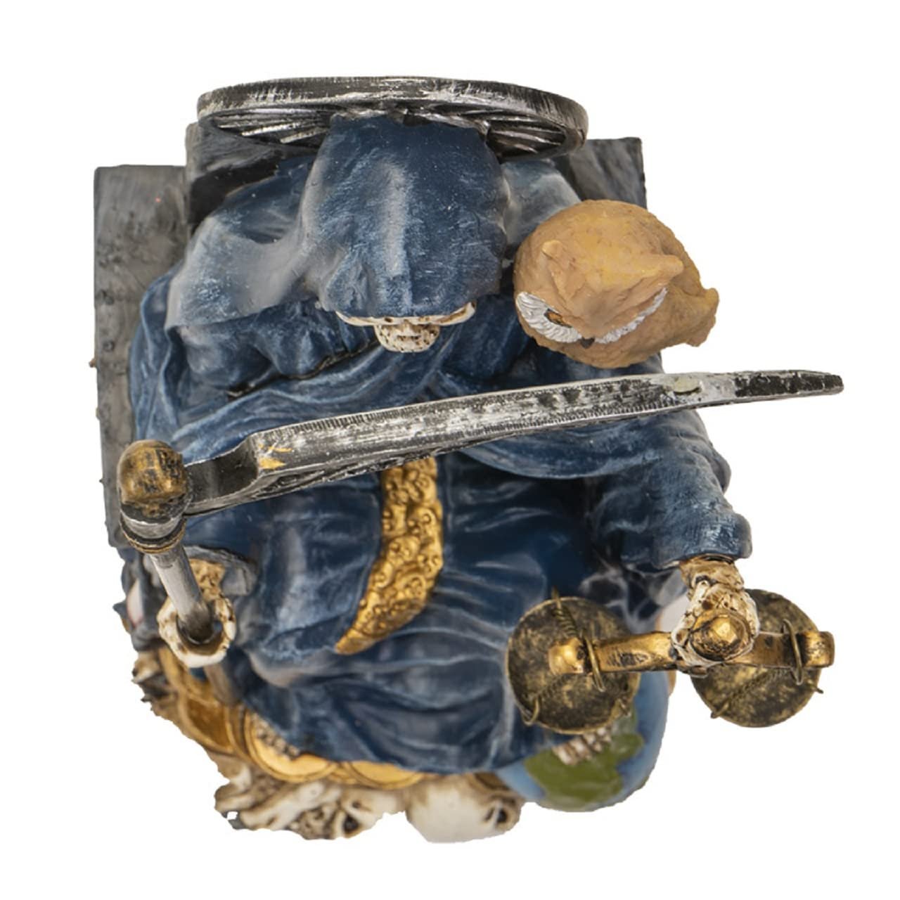 Pacific Giftware Pacific Trading Sitting Santa Muerte Blue Gown with Owl Figurine Death 9 Inch