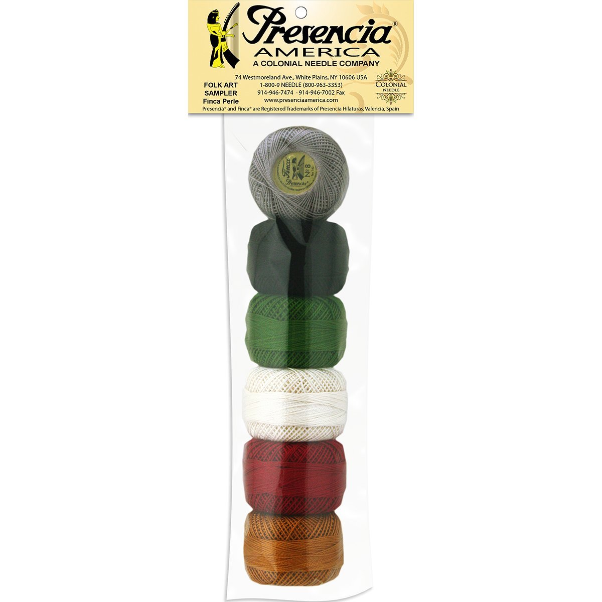 Presencia Finca Perle Cotton Size #8 Thread Sampler Pack for Sashiko, Embroidery, and Quilting (Folk Art)
