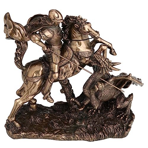 Veronese Design 6 1/4 Inch Saint George The Dragon Slayer Cold Cast Resin Bronze Finish Sculpture