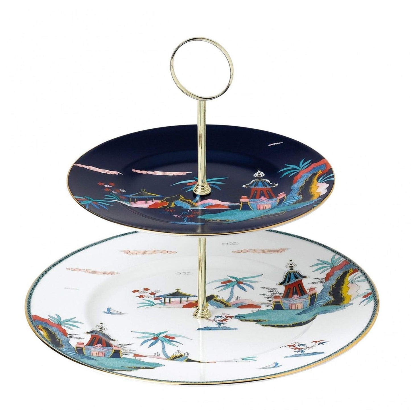 Wedgwood Wonderlust Cake Stand Two-Tier Blue Pagoda