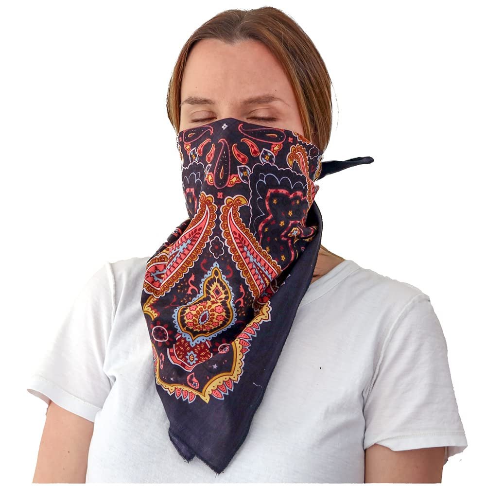 Sunshine Joy Paisley Hippie Bandana 22x22 Inches - Classic Red